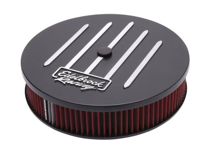 Edelbrock Air Cleaner Racing Series Round Aluminum Top Cloth Element 14In Dia X 3 125In Dropped Base