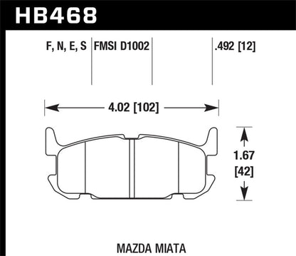 Hawk Performance Hawk 03-05 Miata w/ Sport Suspension HPS Street Rear Brake Pads (D1002)