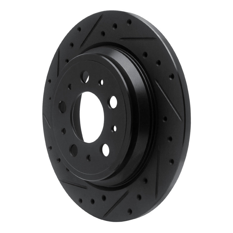 R1 Concepts R1 99-00 Volvo V70 Rear Left Drilled & Slotted Black Brake Rotor