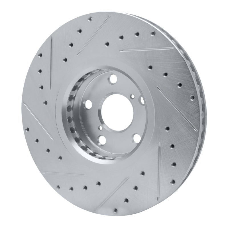 R1 Concepts R1 07-11 Lexus GS350 Right Front Drilled & Slotted Silver Brake Rotor