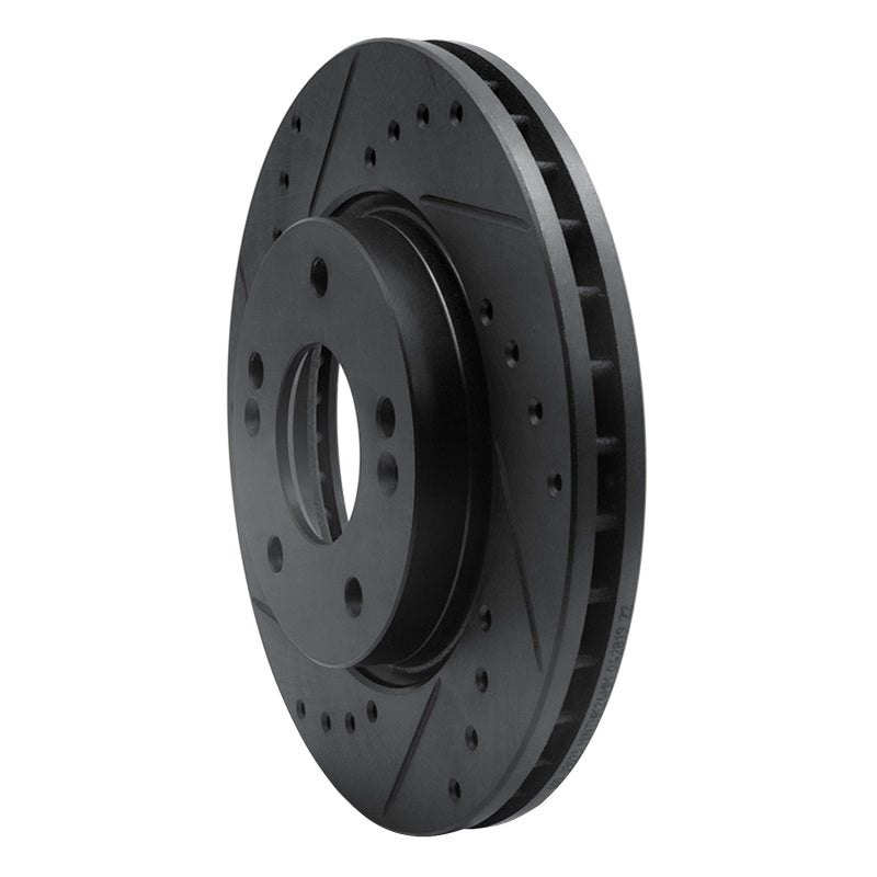 R1 Concepts R1 07-10 Hyundai Elantra Front Left Drilled & Slotted Black Brake Rotor