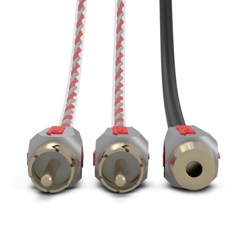 DS18 Level 3 RCA Wire Y Connector 1 Male to 2 Female Red