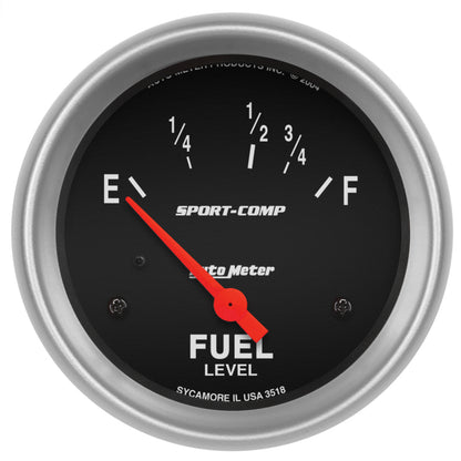AutoMeter Gauge Fuel Level 2-5/8in. 16 Ohm(e) to 158 Ohm(f) Elec Sport-Comp