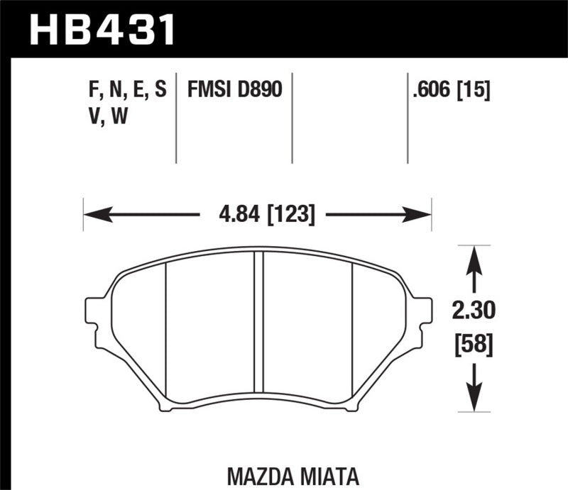 Hawk Performance Hawk 01-05 Mazda Miata 1.8L Base OE Inc. Clips Shims Front ER-1 Brake Pads