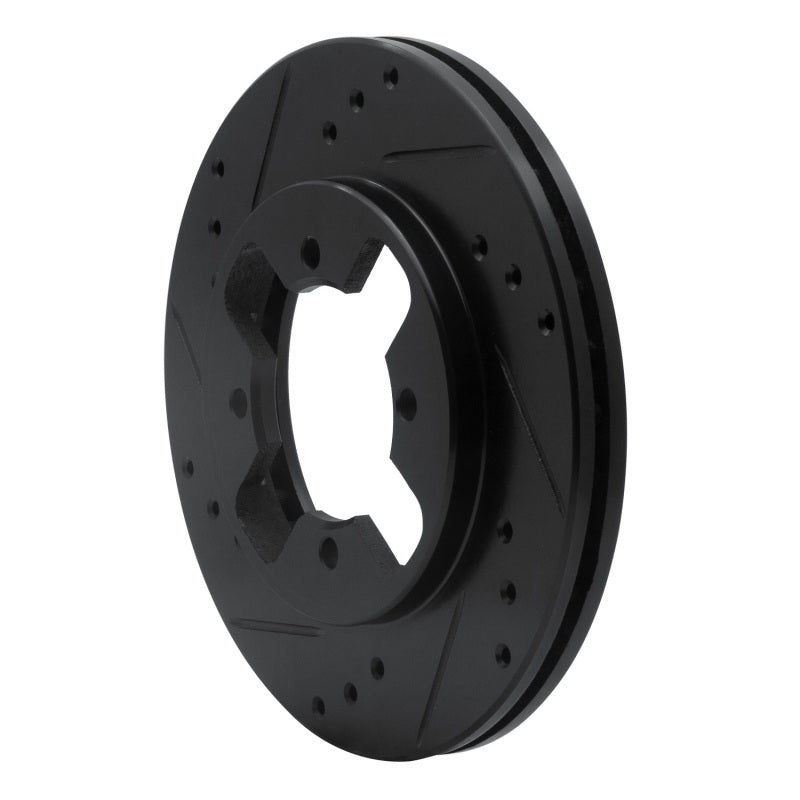 R1 Concepts R1 84-86 Nissan 300ZX Front Left Drilled & Slotted Black Brake Rotor