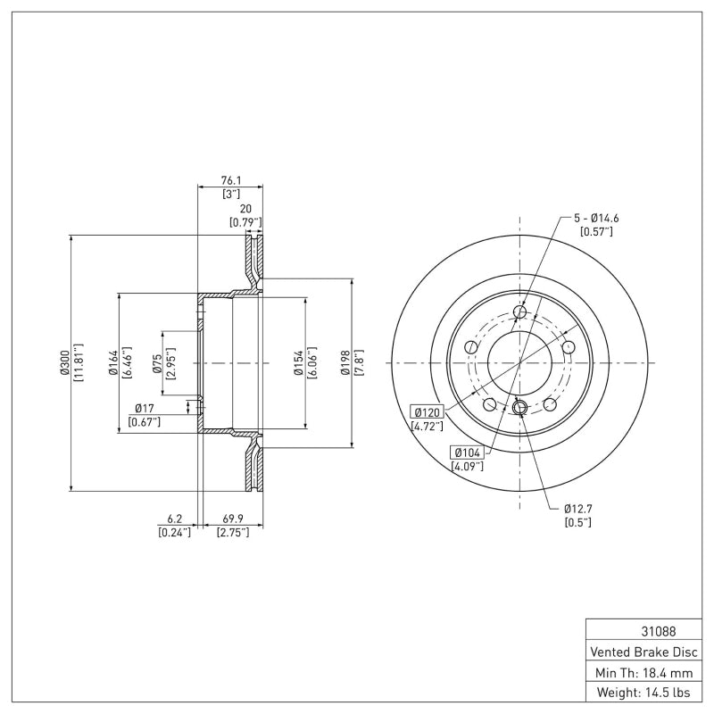 DFC 08-13 BMW 125i (Mexico) Rear Brake Rotor