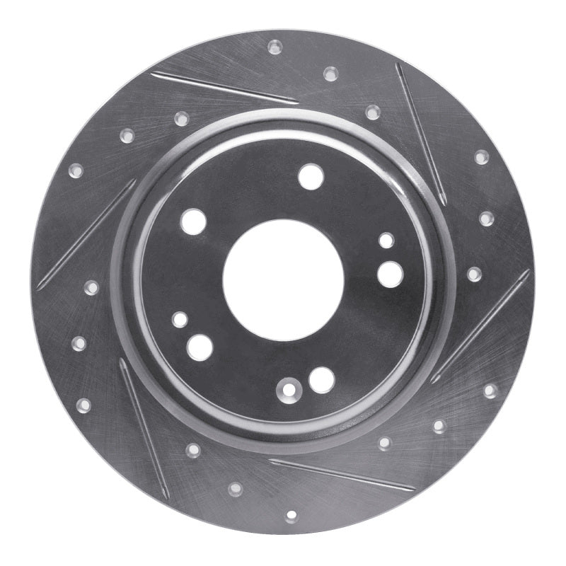 R1 Concepts R1 17-20 Honda Civic Coupe Rear Right Drilled & Slotted Silver Brake Rotor