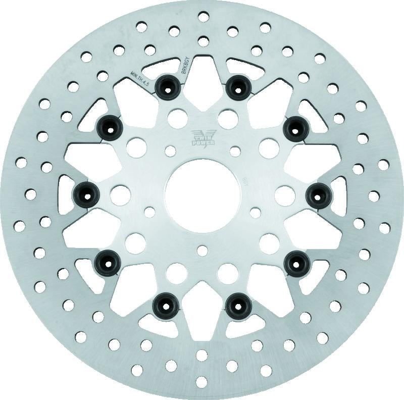 TwinPower Twin Power 84-17 Big Twin Exc 11.8 and Lug Mount 84-13 XL Front 11.5 Floating Rotor Mesh Silver