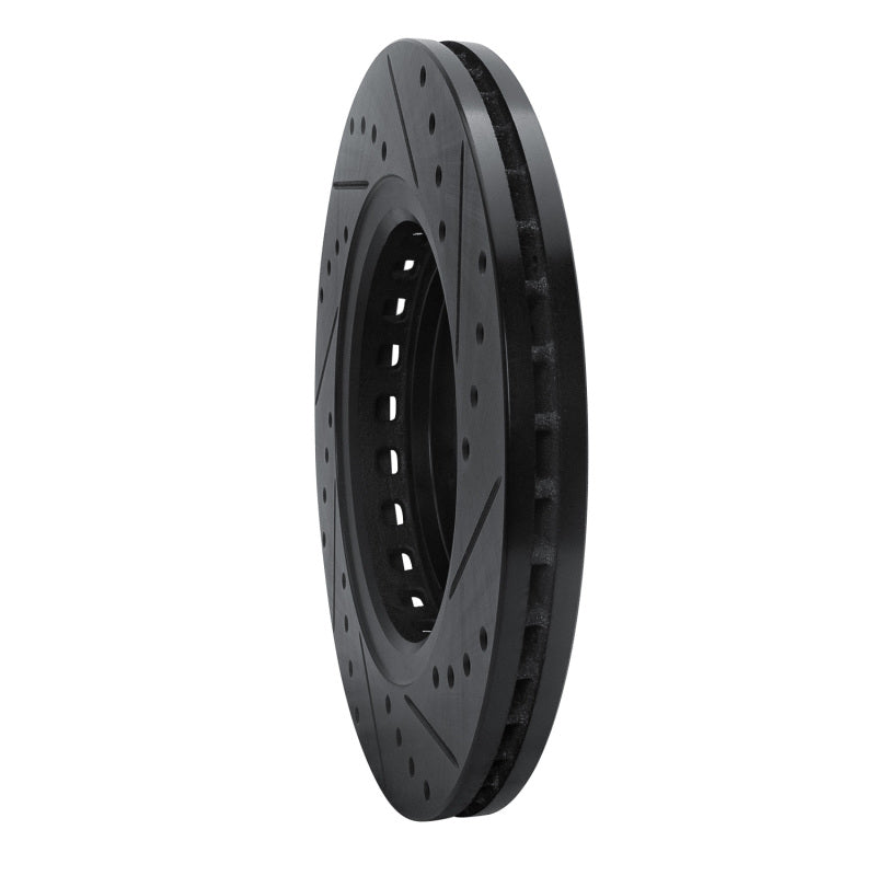 R1 Concepts R1 15-25 Acura MDX Front Left Drilled & Slotted Black Brake Rotor