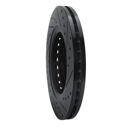R1 Concepts R1 15-25 Acura MDX Front Left Drilled & Slotted Black Brake Rotor