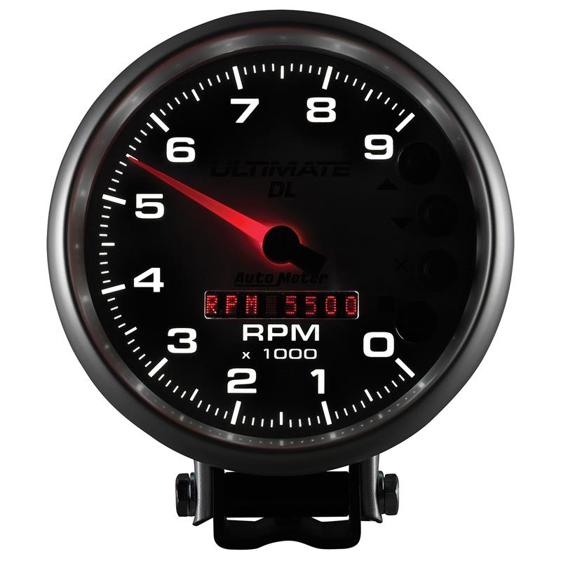 AutoMeter Gauge Tach 5in. 9K RPM Pedestal Datalogging Ultimate Dl Playback Silver
