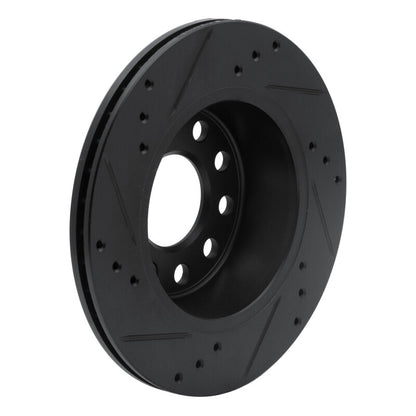 R1 Concepts R1 90-97 Audi S4 Rear Right Drilled & Slotted Black Brake Rotor