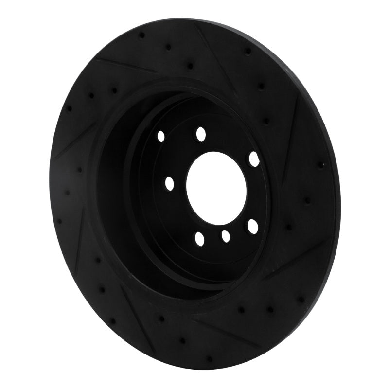 R1 Concepts R1 03-05 Land Rover Range Rover Rear Left Drilled & Slotted Black Brake Rotor