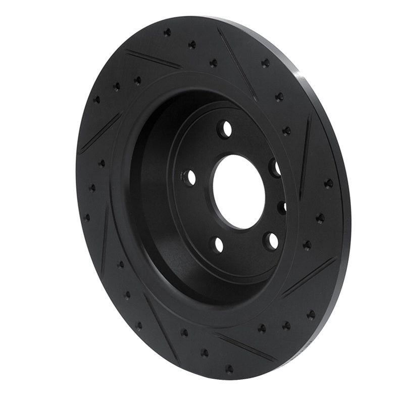R1 Concepts R1 13-20 Ford Fusion Rear Left Drilled & Slotted Black Brake Rotor