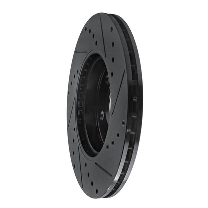 R1 Concepts R1 14-21 Mini Cooper (Excl Clubman) Front Left Drilled & Slotted Black Brake Rotor