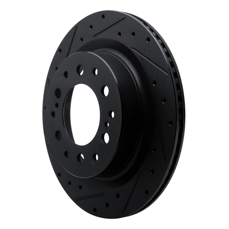 R1 Concepts R1 2022-2025 Lexus GX550 Rear Left Drilled & Slotted Black Brake Rotor