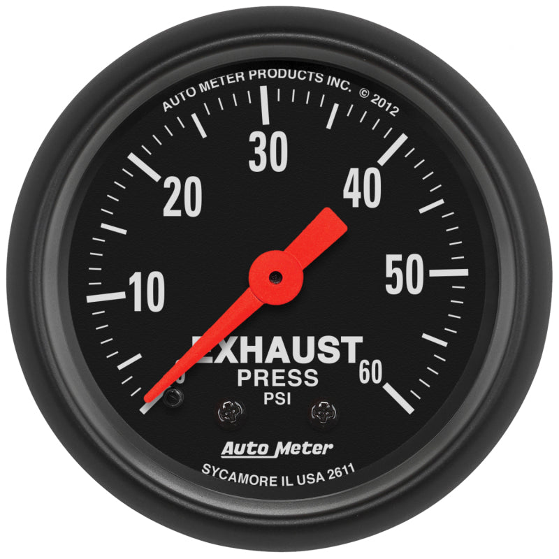 Autometer Z Series 52mm 0-60 PSI Mechanical Exhaust Gas Pressure Gauge