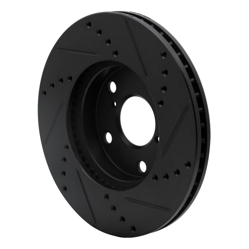 R1 Concepts R1 01-05 Toyota RAV4 Front Left Drilled & Slotted Black Brake Rotor