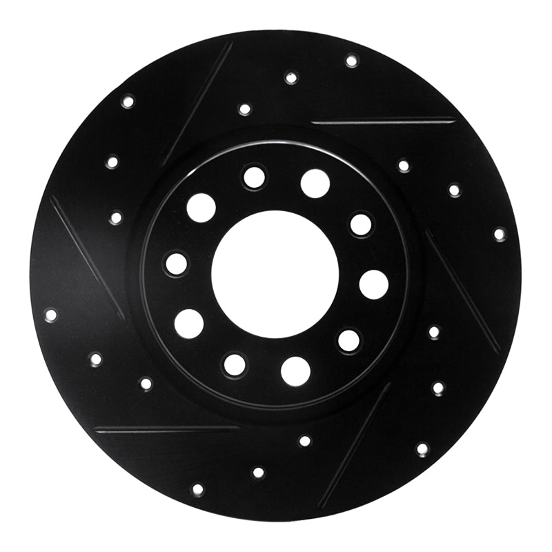 R1 Concepts R1 2014-2022 Chrysler 200 Rear Left Drilled & Slotted Black Brake Rotor