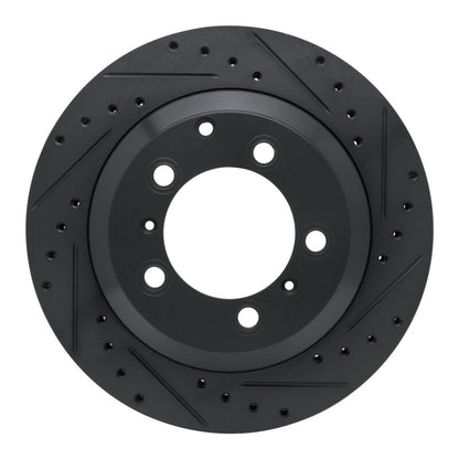 R1 Concepts R1 -23 Porsche Cayenne Rear Right Drilled & Slotted Black Brake Rotor