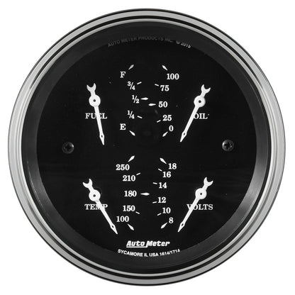 AutoMeter Auto Meter Gauge Quad 3 3/8in 0E-90F Elec Old Tyme Black