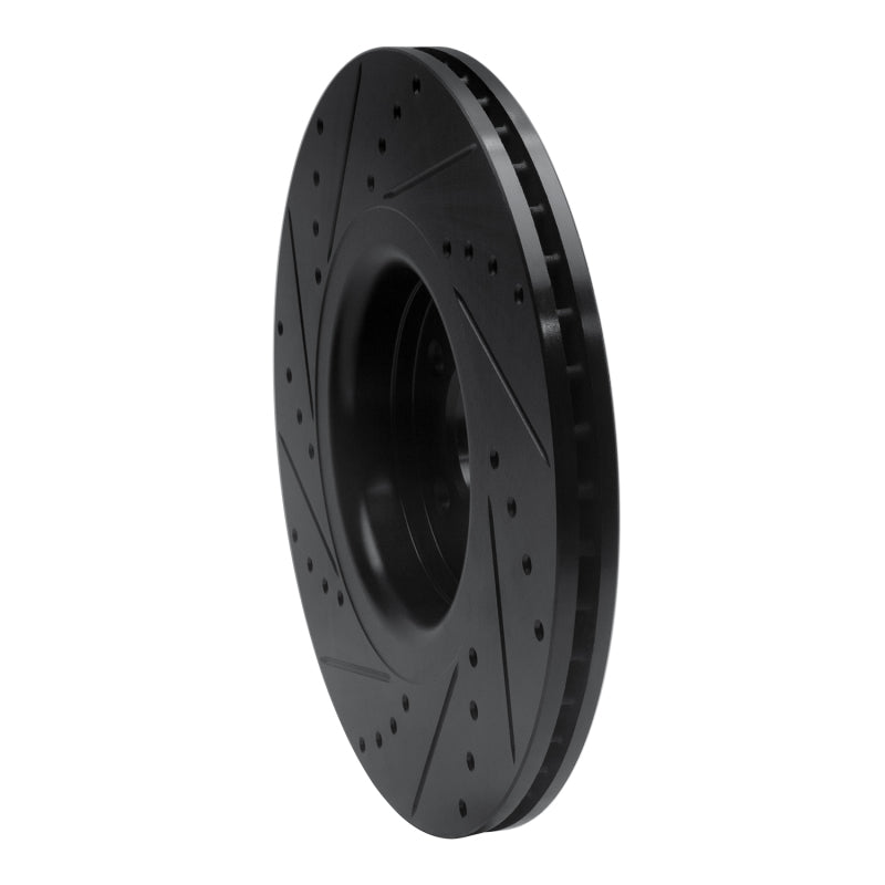 R1 Concepts R1 14-18 Ford Focus ST Front Right Drilled & Slotted Black Brake Rotor