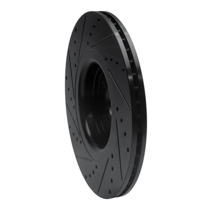 R1 Concepts R1 14-18 Ford Focus ST Front Right Drilled & Slotted Black Brake Rotor