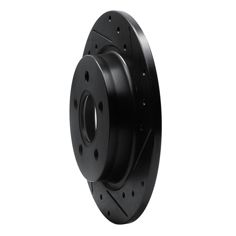 R1 Concepts R1 04-13 Volvo V50 Rear Right Drilled & Slotted Black Brake Rotor