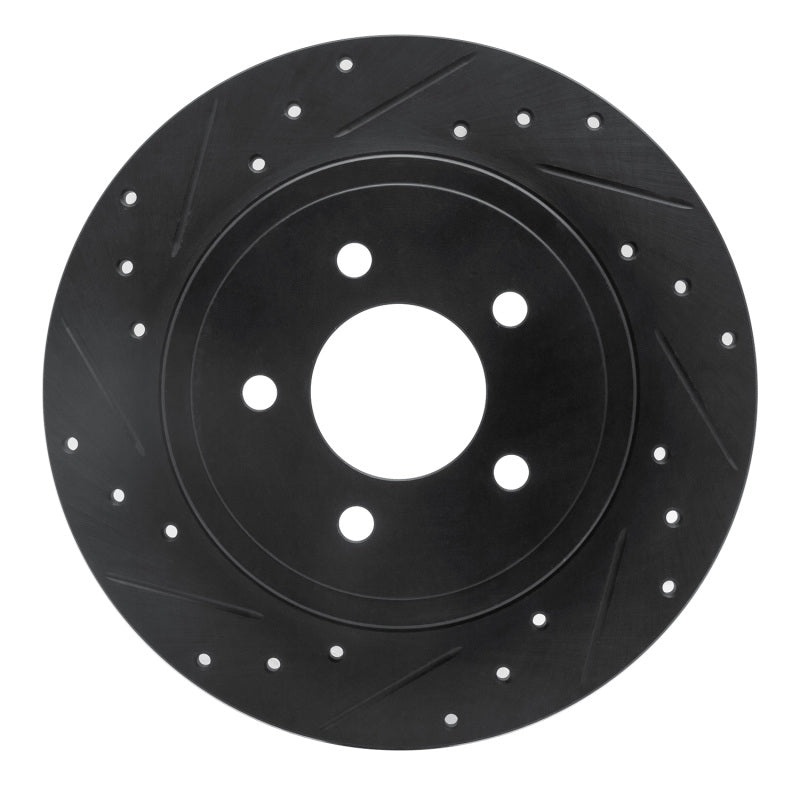R1 Concepts R1 05-08 Ford Escape Rear Left Drilled & Slotted Black Brake Rotor