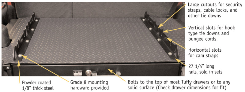 Tuffy Products Tuffy Multipoint Tie Down Rails (2 Rails) 27 1/4In Long