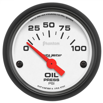 Autometer Phantom 52mm 0-100 PSI Electric Oil Pressure Gauge