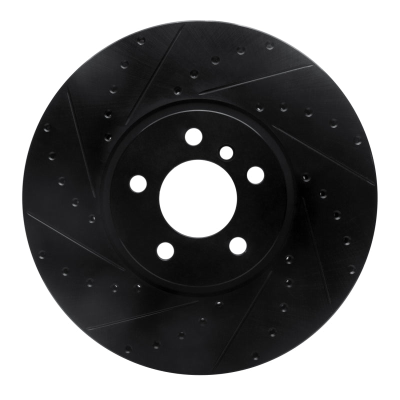 R1 Concepts R1 02-06 BMW X5 Front Left Drilled & Slotted Black Brake Rotor