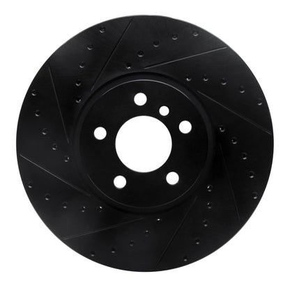 R1 Concepts R1 02-06 BMW X5 Front Left Drilled & Slotted Black Brake Rotor