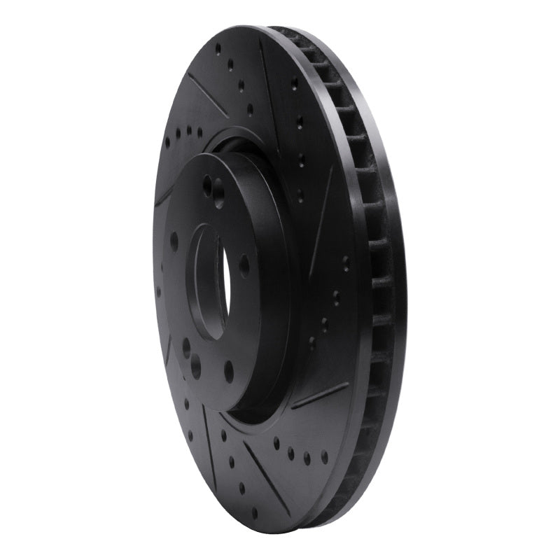 R1 Concepts R1 15-19 Kia Soul EV Front Right Drilled & Slotted Black Brake Rotor
