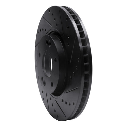 R1 Concepts R1 15-19 Kia Soul EV Front Right Drilled & Slotted Black Brake Rotor