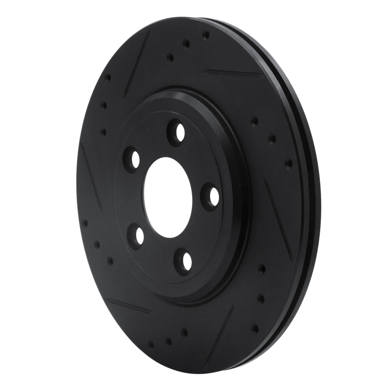 R1 Concepts R1 00-06 Ford Thunderbird Rear Left Drilled & Slotted Black Brake Rotor