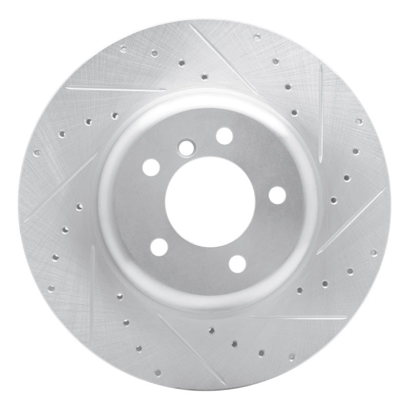 R1 Concepts R1 04-10 BMW 650I Coupe Front Right Drilled & Slotted Silver Brake Rotor