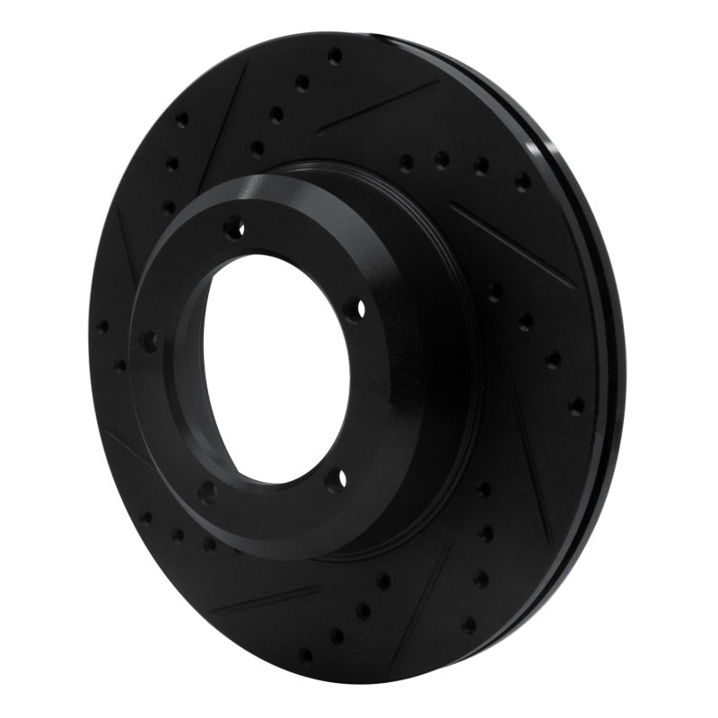 R1 Concepts R1 90-16 Land Rover Defender 90 Front Left Drilled & Slotted Black Brake Rotor
