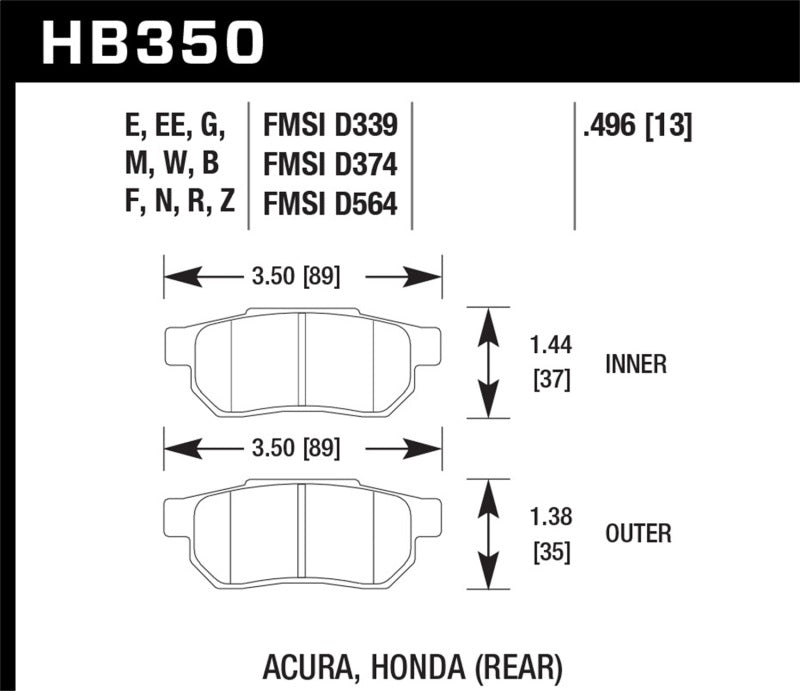 Hawk Performance Hawk 86-01 Acura Integra LS / 99-00 Civic Coupe Si DTC-30 Race Rear Brake Pads