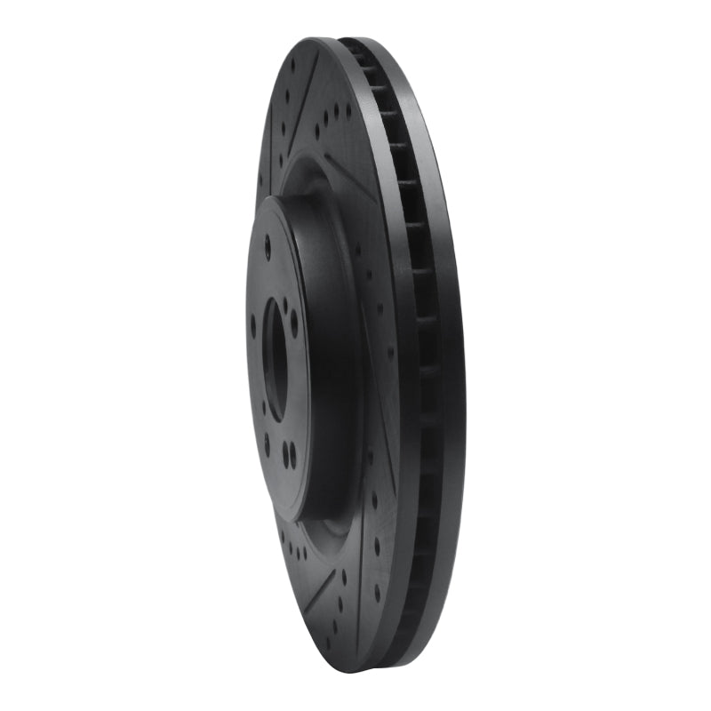 R1 Concepts R1 20-22 Honda CR-V Front Left Drilled & Slotted Black Brake Rotor