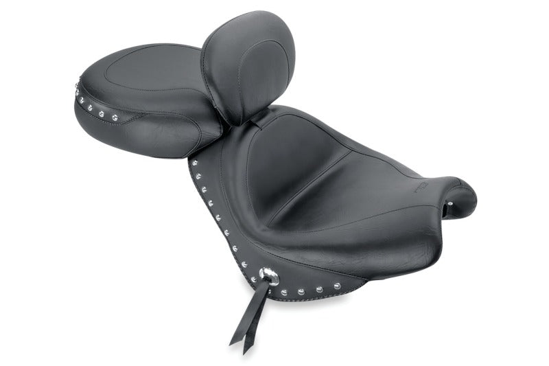 Mustang Motorcycle Mustang 04-09 Honda VTX1300C Wide Touring 2PC Seat w/Driver Backrest Studs - Black