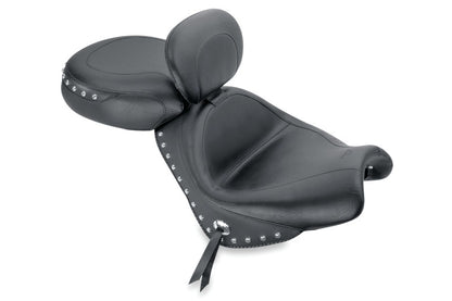 Mustang Motorcycle Mustang 04-09 Honda VTX1300C Wide Touring 2PC Seat w/Driver Backrest Studs - Black