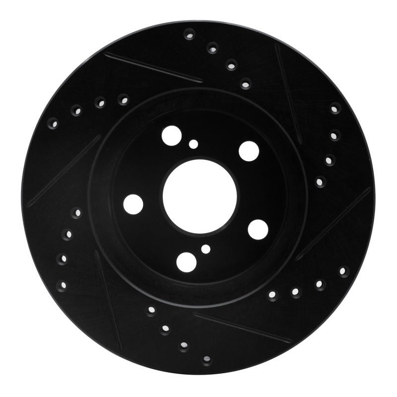 R1 Concepts R1 94-00 Toyota Celica Front Left Drilled & Slotted Black Brake Rotor