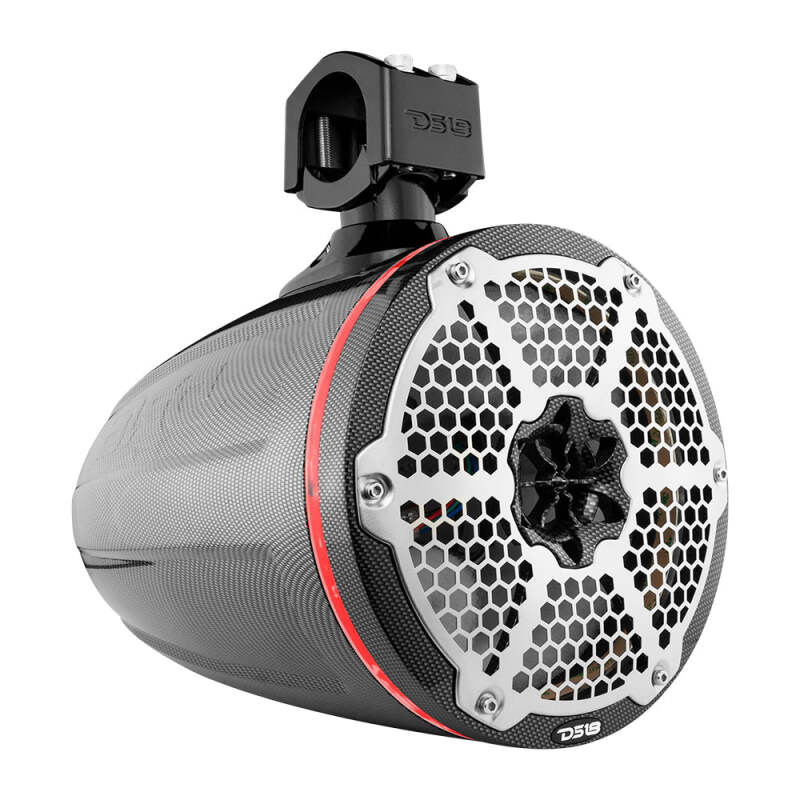 DS18 Marine And Powersports Towers 8in RGB LED Lights Black Carbon Fiber Speakers Not Included