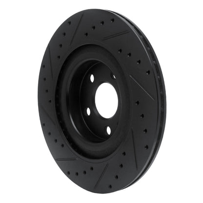 R1 Concepts R1 16-26 Volvo S60 Rear Right Drilled & Slotted Black Brake Rotor