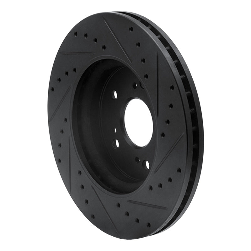 R1 Concepts R1 07-16 Acura RDX Front Left Drilled & Slotted Black Brake Rotor