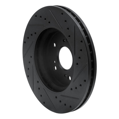 R1 Concepts R1 07-16 Acura RDX Front Left Drilled & Slotted Black Brake Rotor