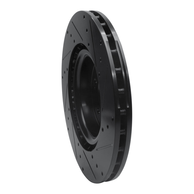 R1 Concepts R1 18-22 Genesis G70 Front Left Drilled & Slotted Black Brake Rotor