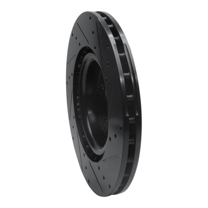 R1 Concepts R1 18-22 Genesis G70 Front Left Drilled & Slotted Black Brake Rotor