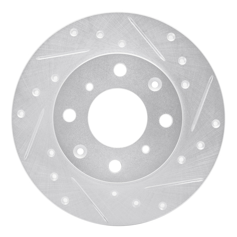 R1 Concepts R1 84-87 Honda Civic Front Right Drilled & Slotted Silver Brake Rotor